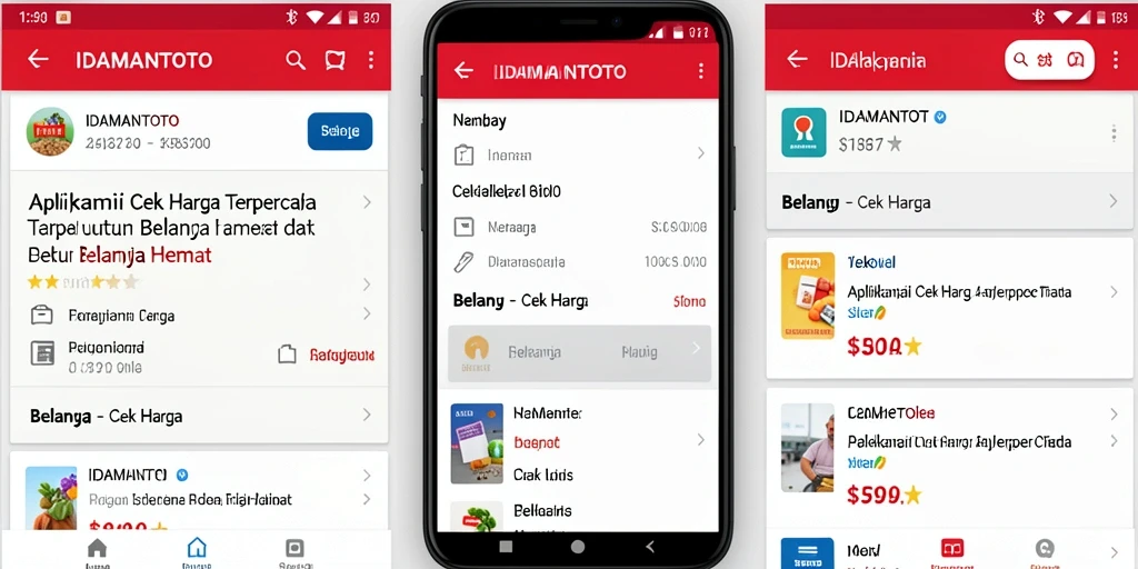 Tampilan antarmuka aplikasi Cek Harga IDAMANTOTO yang efisien dan informatif.