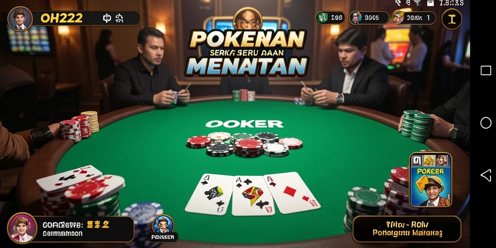 Antarmuka permainan Poker yang menarik dan interaktif.