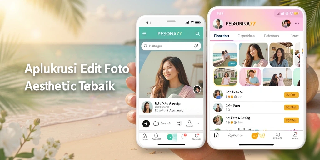 Antarmuka PESONA77 menampilkan fitur Edit Foto Aesthetic yang sederhana dan menarik.