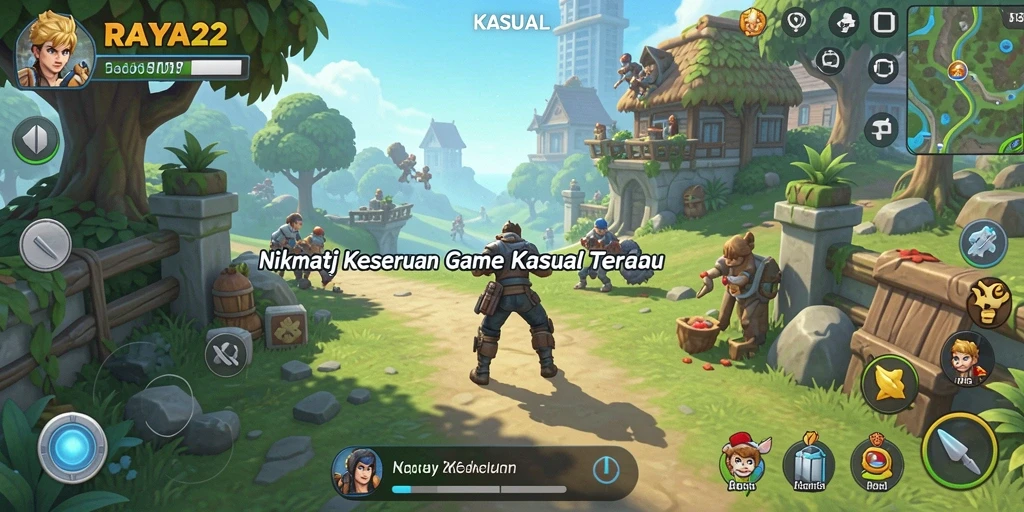 Antarmuka RAYA22 yang menarik dan penuh warna.