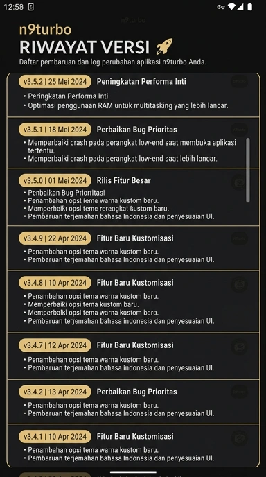 Riwayat Versi n9turbo untuk Pengguna Android
